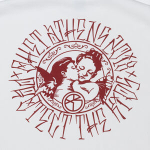 off white hoodie with printed angels design – ohet clothing