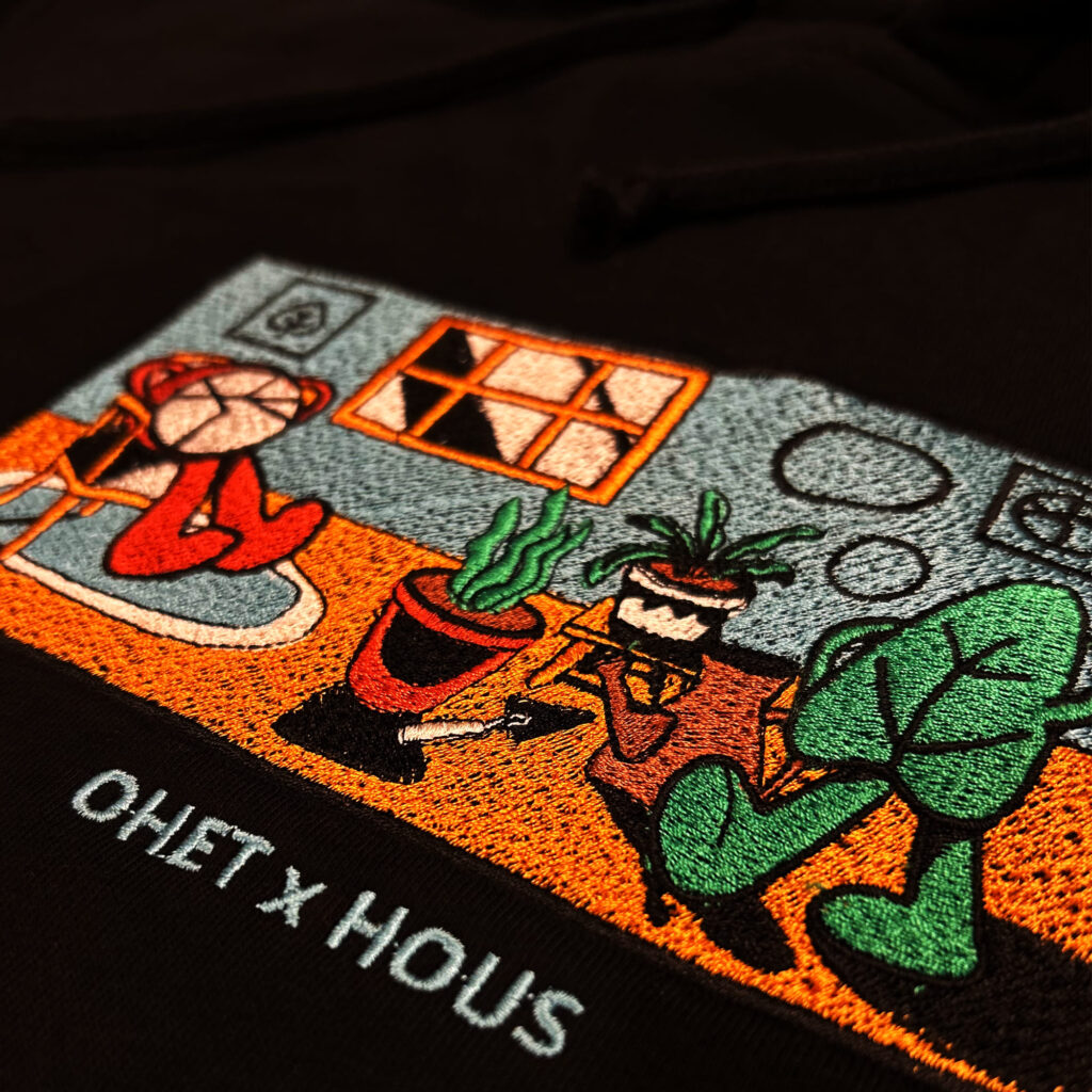 hoodie with Hous Athens indoor plant artwork – ohet clothing collaboration