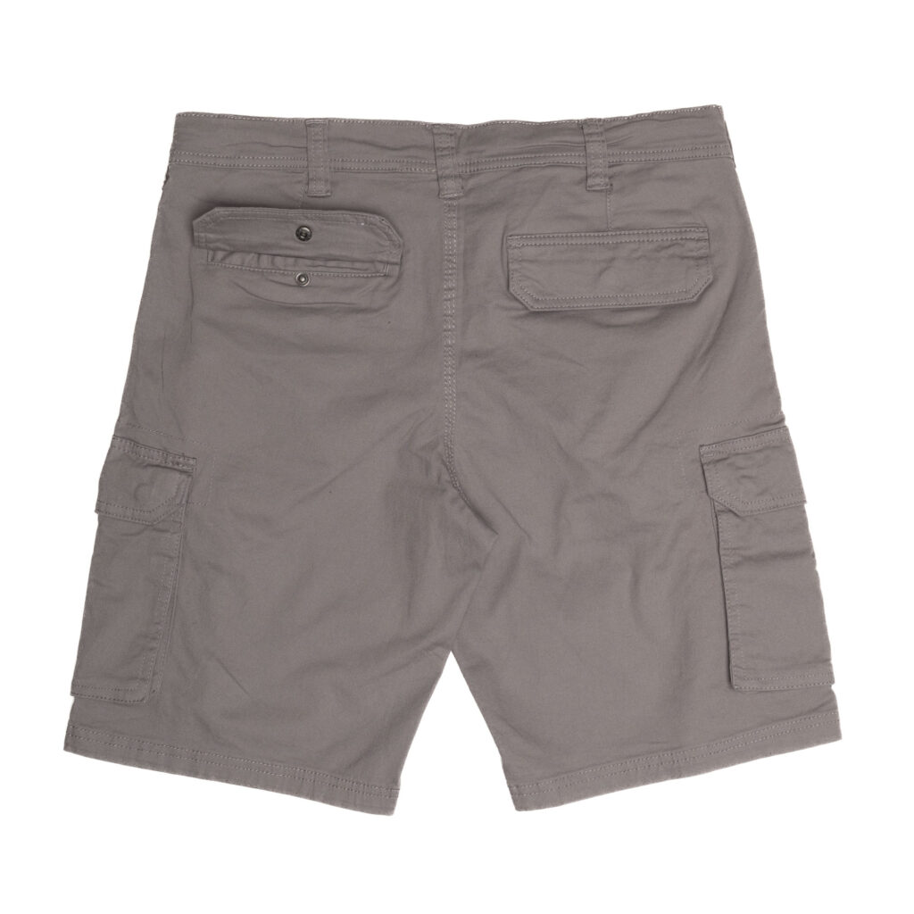 light grey cotton cargo shorts with embroidered tag logo – ohet clothing