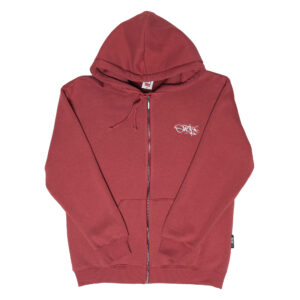 Wine Red Tag Zip Hoodie